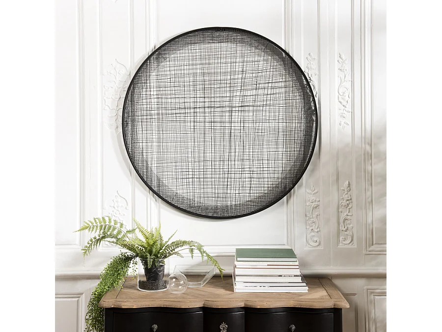 THEODORE - Décoration murale ronde 100x100cm métal noir