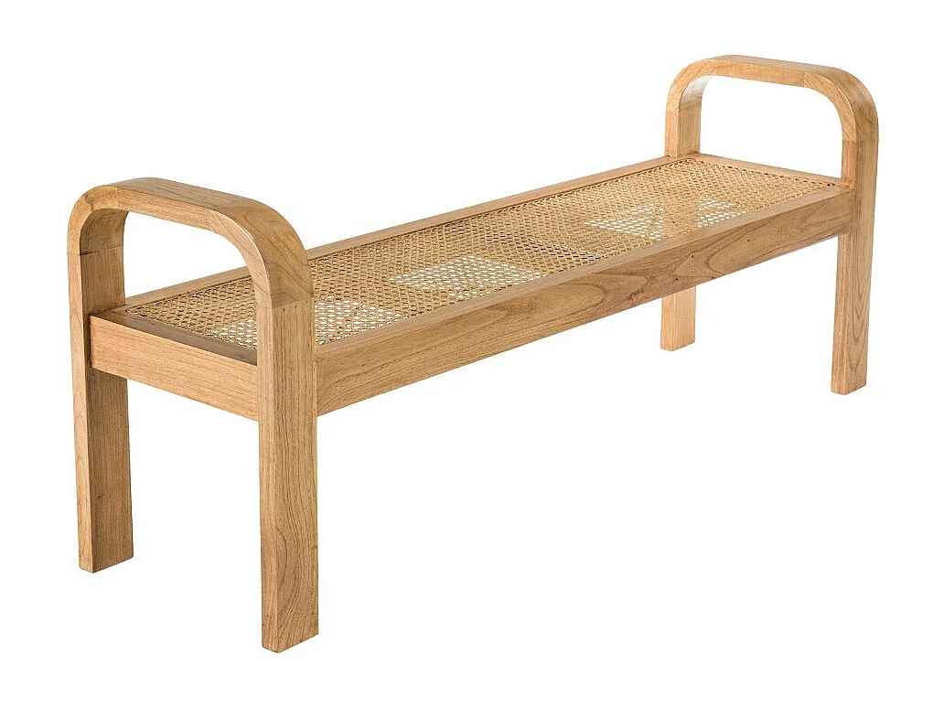 LAUREN - Banc 2 places bois de Mindi et rotin naturel