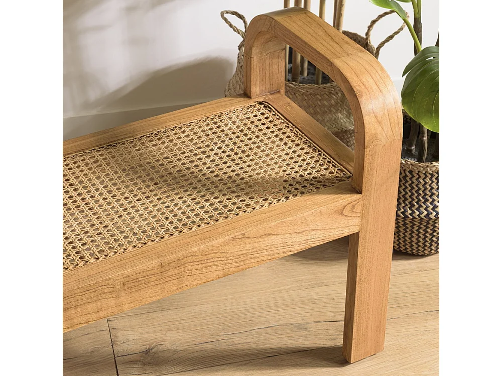 LAUREN - Banc 2 places bois de Mindi et rotin naturel