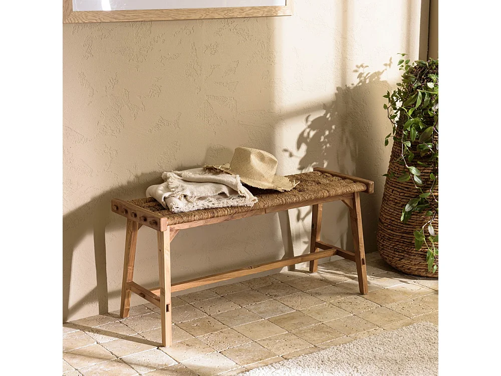 SIXTINE - Banc 100x36cm assise en tissage rotin