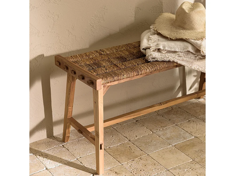 SIXTINE - Banc 100x36cm assise en tissage rotin