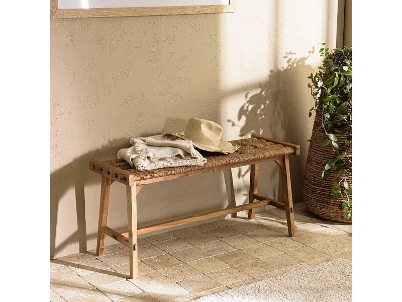 SIXTINE - Banc 100x36cm assise en tissage rotin