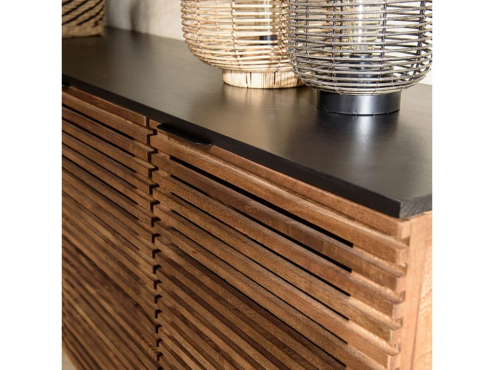 ALIX - Buffet en bois de manguier 4 portes ajourées