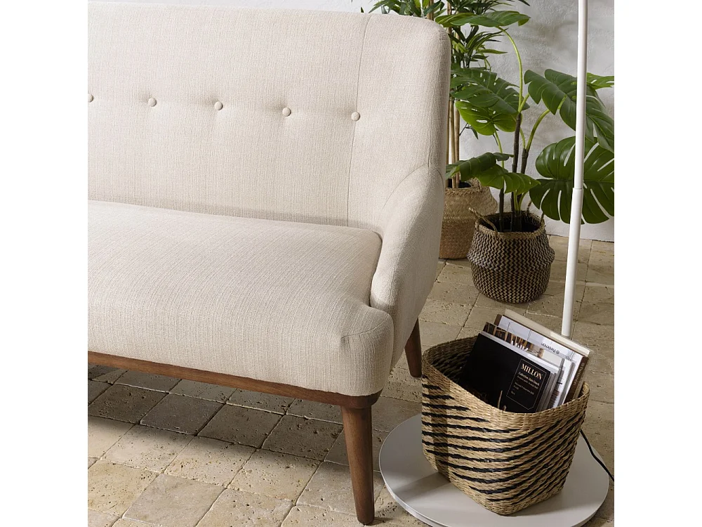 NELSON - Canapé beige 2 places pieds en bois NELSON