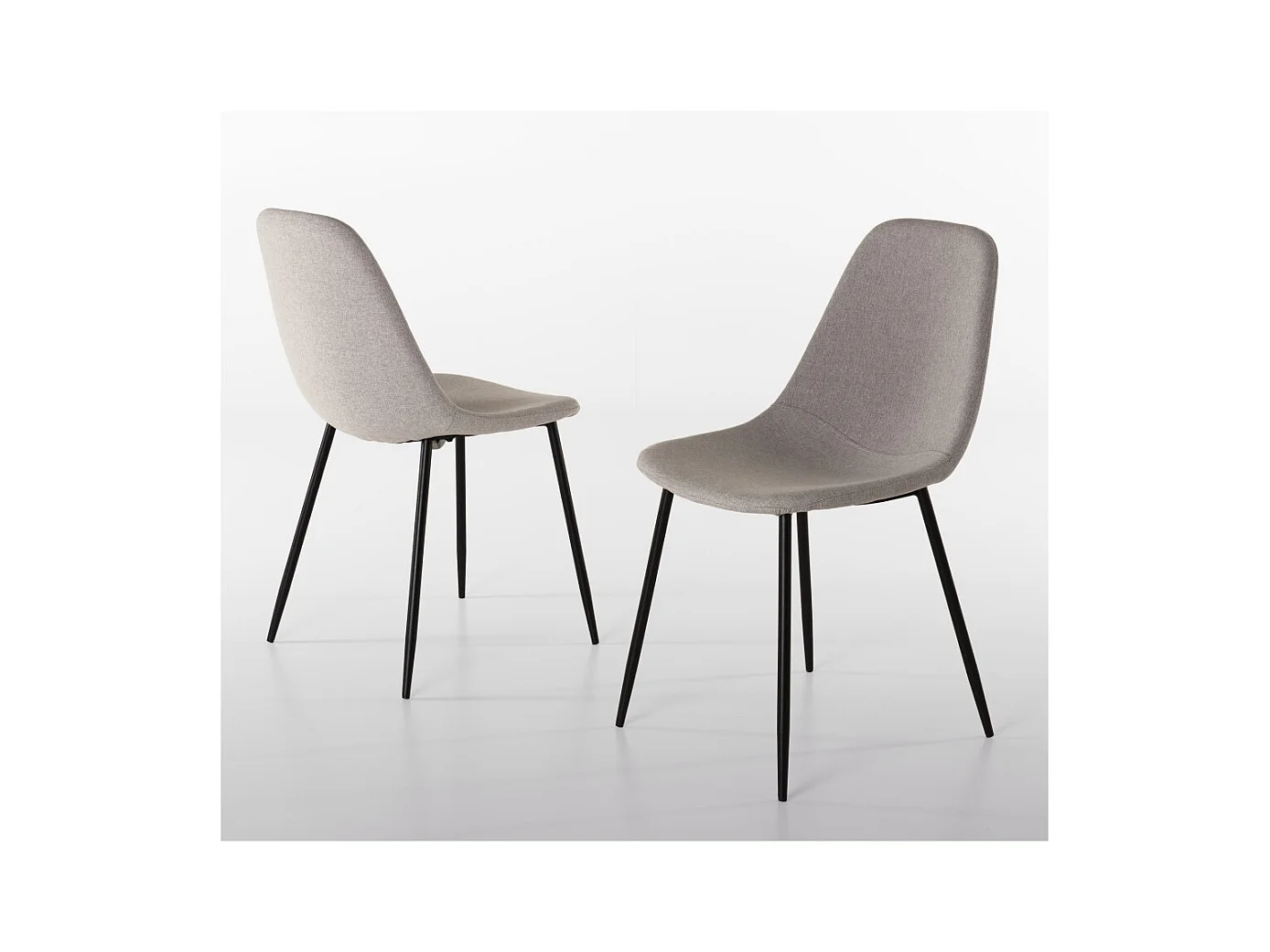 TOM - Lot de 2 chaises tissu blanc pieds métal noir