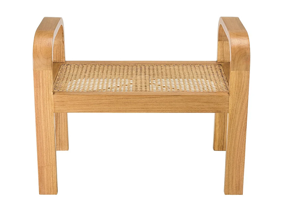 LAUREN - Tabouret 1 place bois de Mindi et rotin naturel