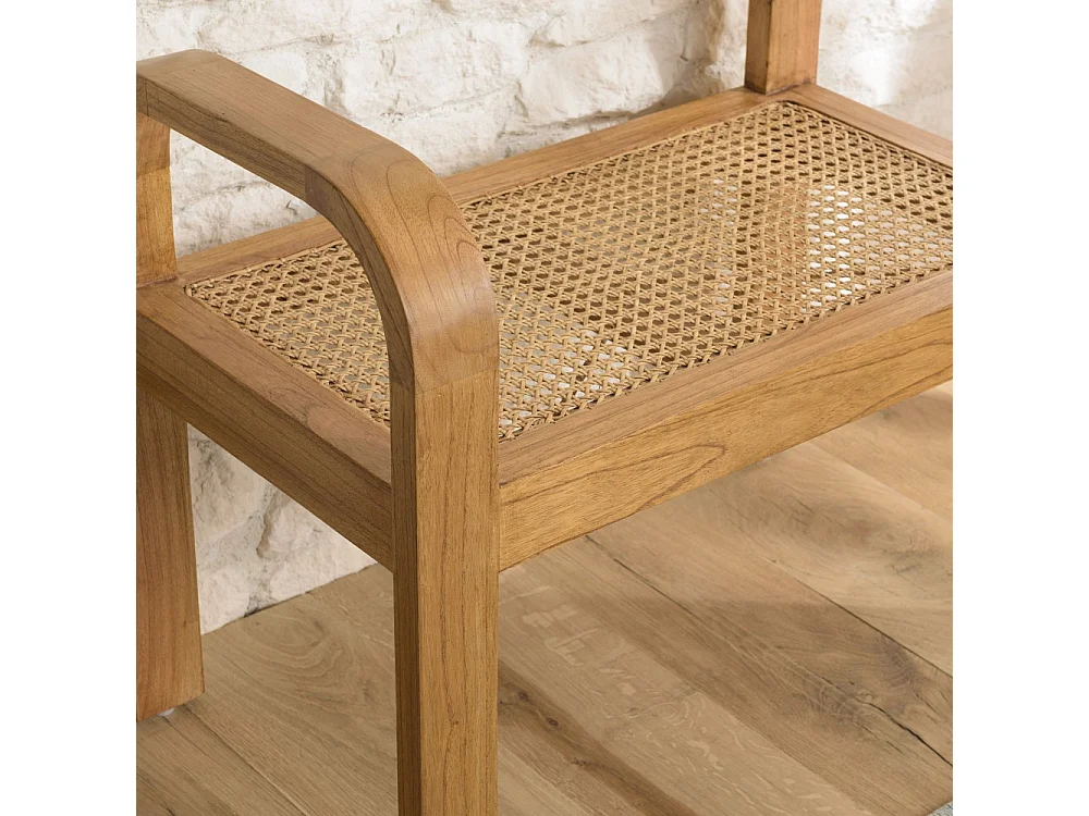 LAUREN - Tabouret 1 place bois de Mindi et rotin naturel