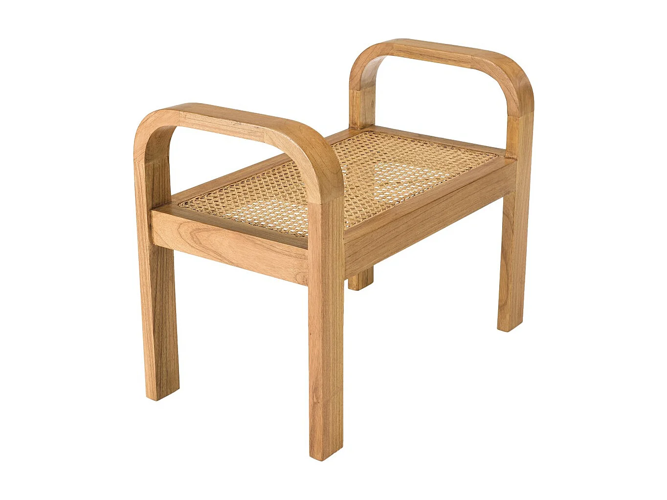 LAUREN - Tabouret 1 place bois de Mindi et rotin naturel