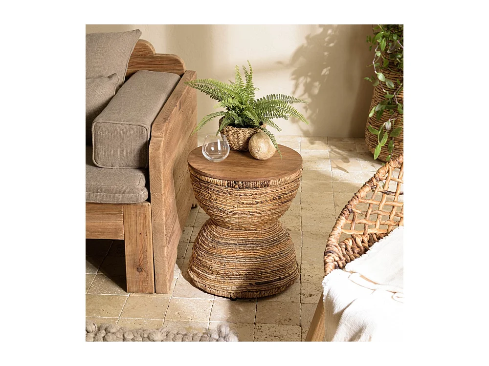 SIXTINE - Tabouret assise en bois de teck recyclé