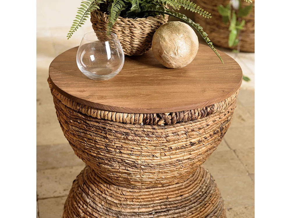 SIXTINE - Tabouret assise en bois de teck recyclé