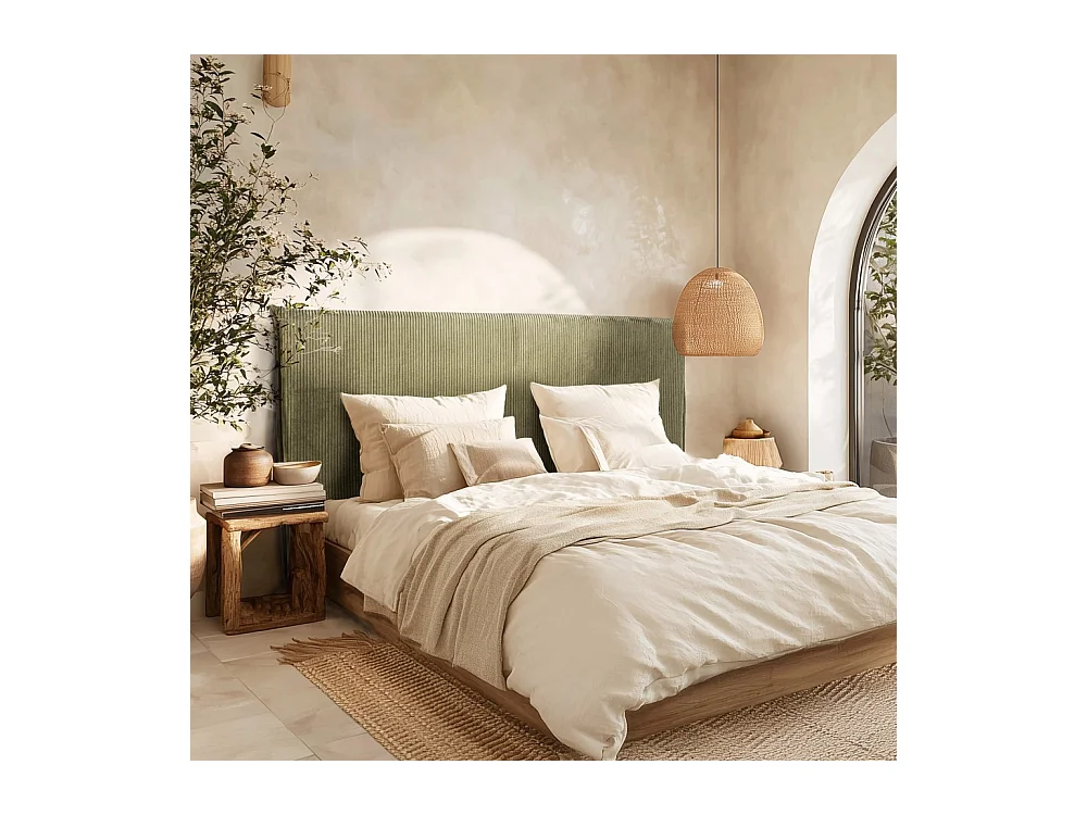 ARTHUR -Tête de lit rembourrée pour lits 160/180cm velours côtelé vert