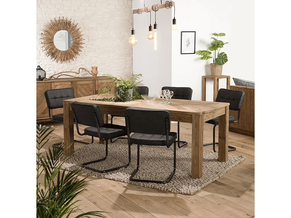 SANDY - Table à manger 200x90cm bois Pin recyclé