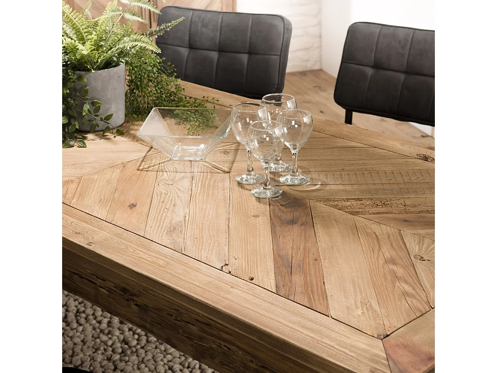 SANDY - Table à manger 200x90cm bois Pin recyclé