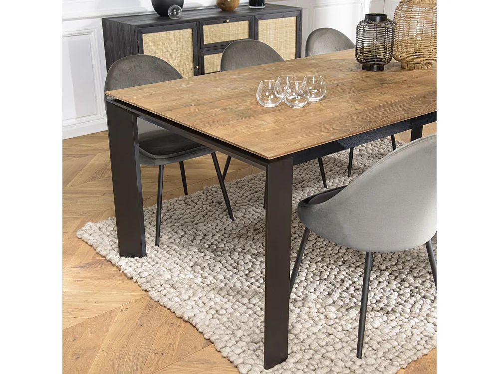 MAXENCE - Table à manger rect. ext 220/320cm bois teck recyclé