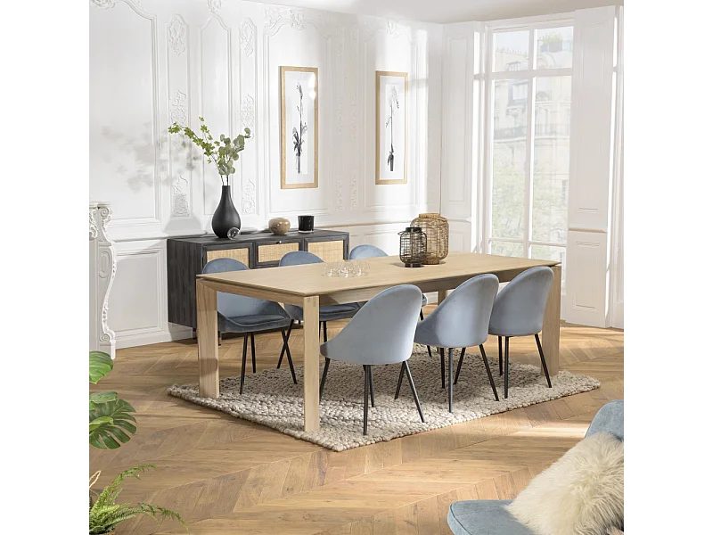 MAXENCE - Table à manger rectangulaire extensible 220/320cm bois chêne