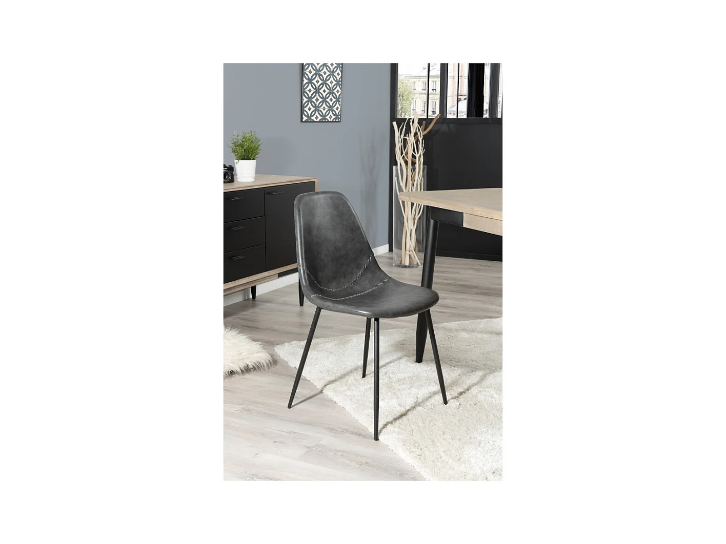 TOM - Lot de 2 chaises JOHN noires