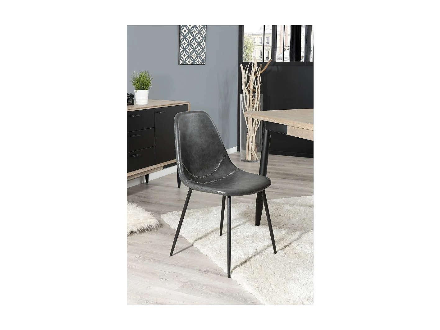 TOM - Lot de 2 chaises JOHN noires