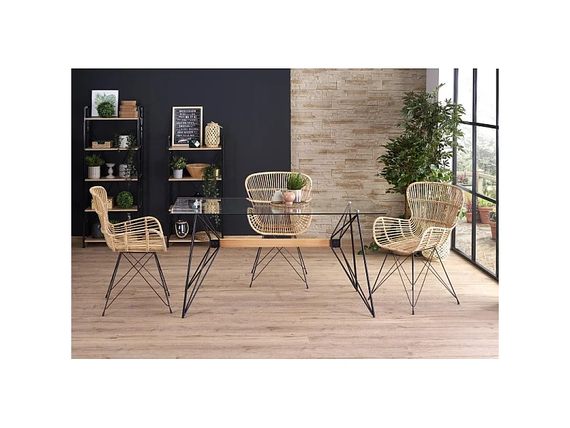 Table à manger rectangulaire 160 x 80 x 75 cm - Transparent/Noir