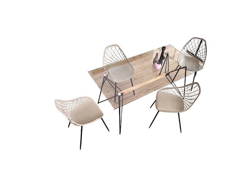 Table à manger rectangulaire 160 x 80 x 75 cm - Transparent/Noir