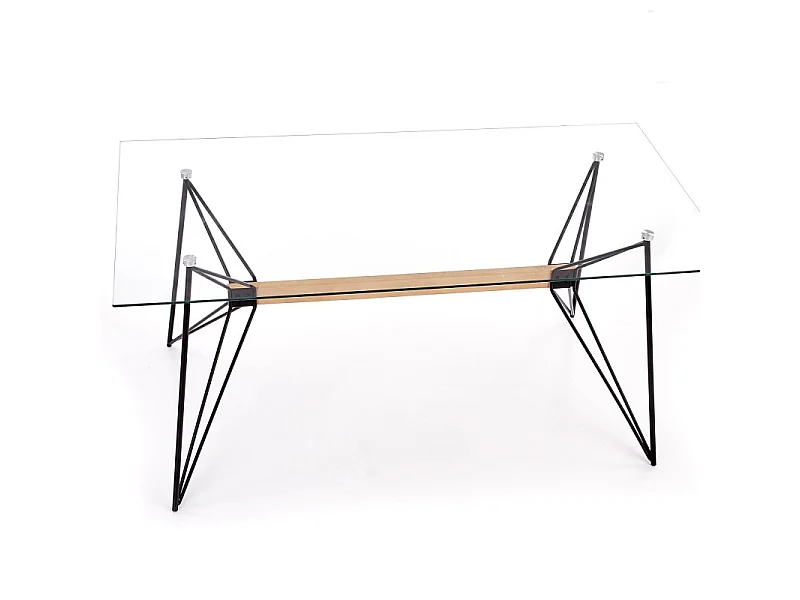 Table à manger rectangulaire 160 x 80 x 75 cm - Transparent/Noir