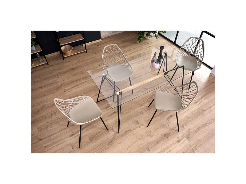 Table à manger rectangulaire 160 x 80 x 75 cm - Transparent/Noir