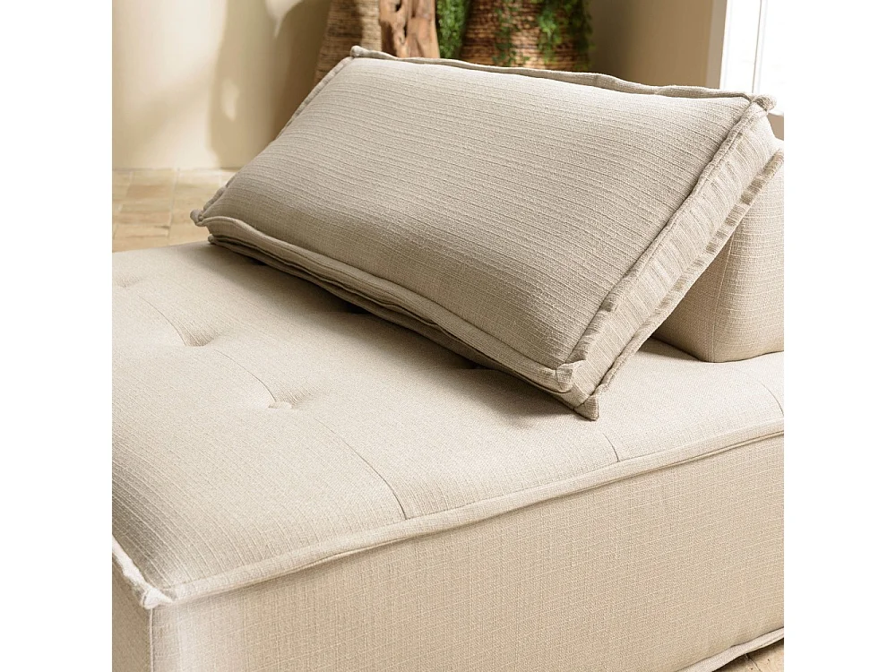 AGATHE - Chauffeuse capitonnée 100x100cm avec dossier et coussin beige