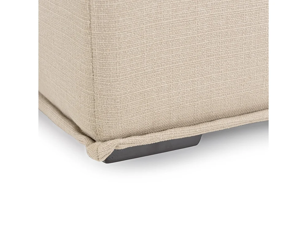 AGATHE - Chauffeuse capitonnée 100x100cm avec dossier et coussin beige