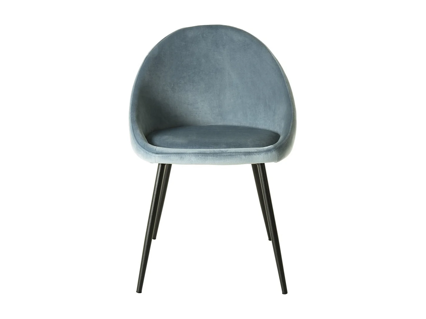 TOM - Lot de 2 chaises tissu velours bleu pieds métal noir