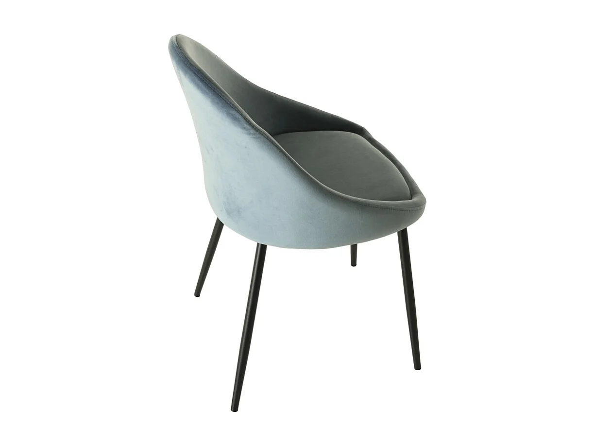 TOM - Lot de 2 chaises tissu velours bleu pieds métal noir