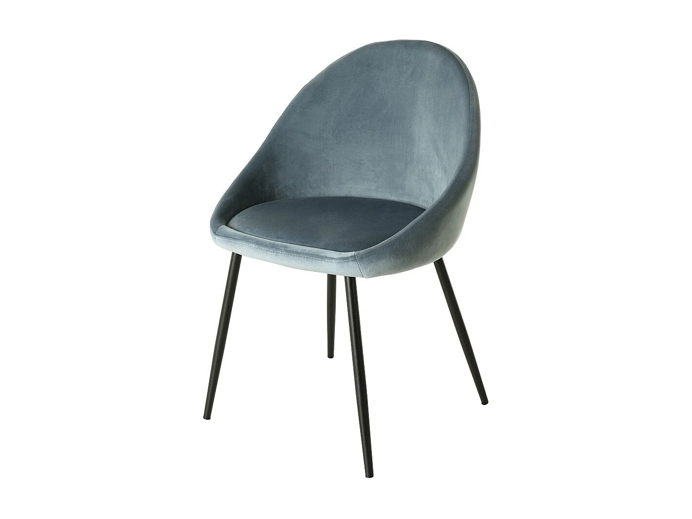 TOM - Lot de 2 chaises tissu velours bleu pieds métal noir
