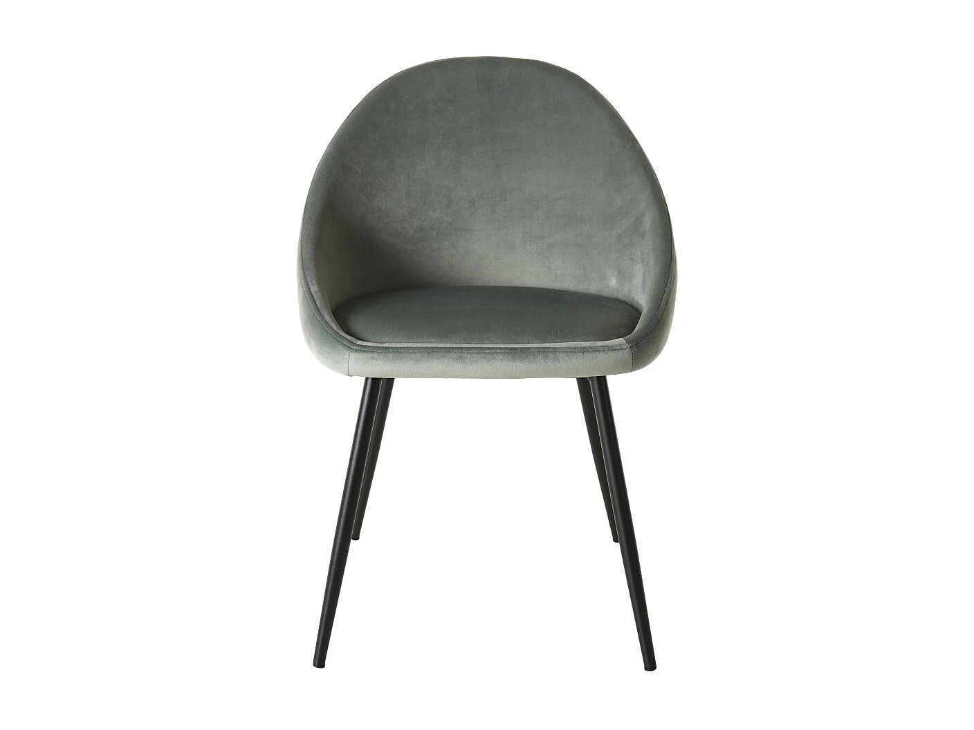 TOM - Lot de 2 chaises tissu velours vert jade pieds métal noir