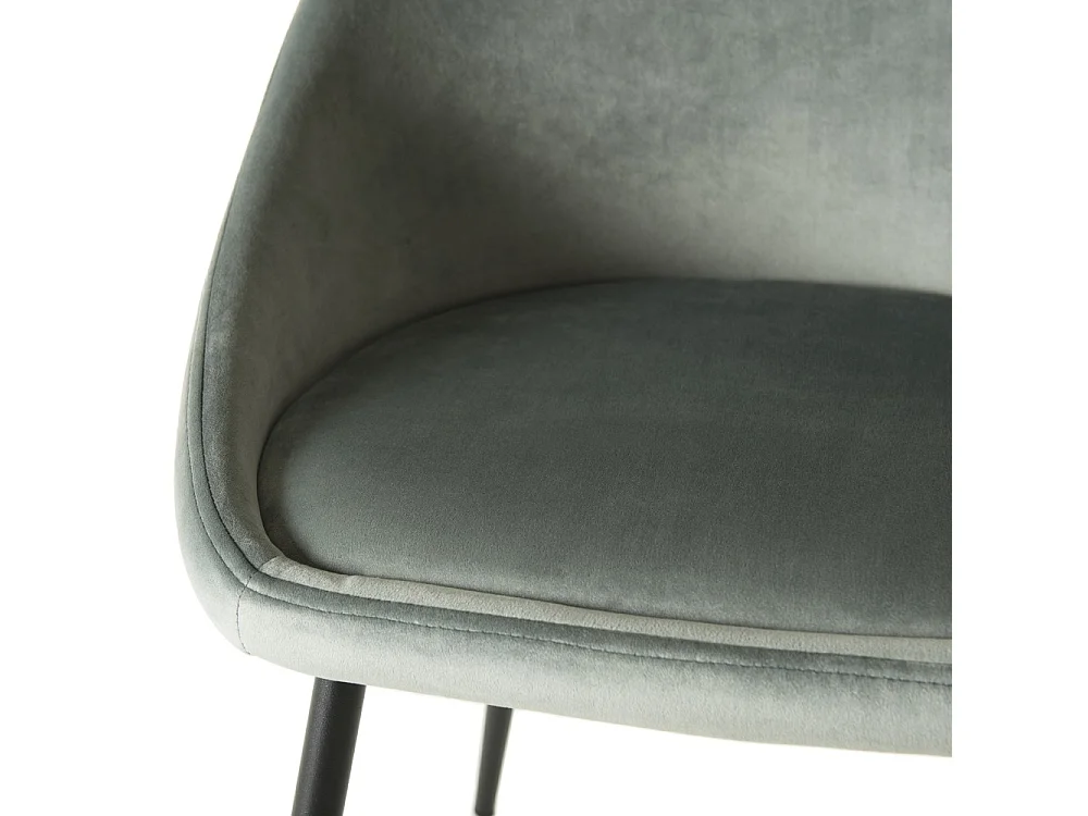 TOM - Lot de 2 chaises tissu velours vert jade pieds métal noir