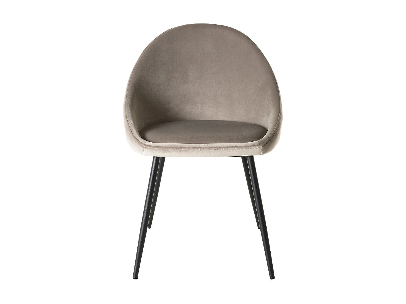 TOM - Lot de 2 chaises tissu velours chamois beige pieds métal noir