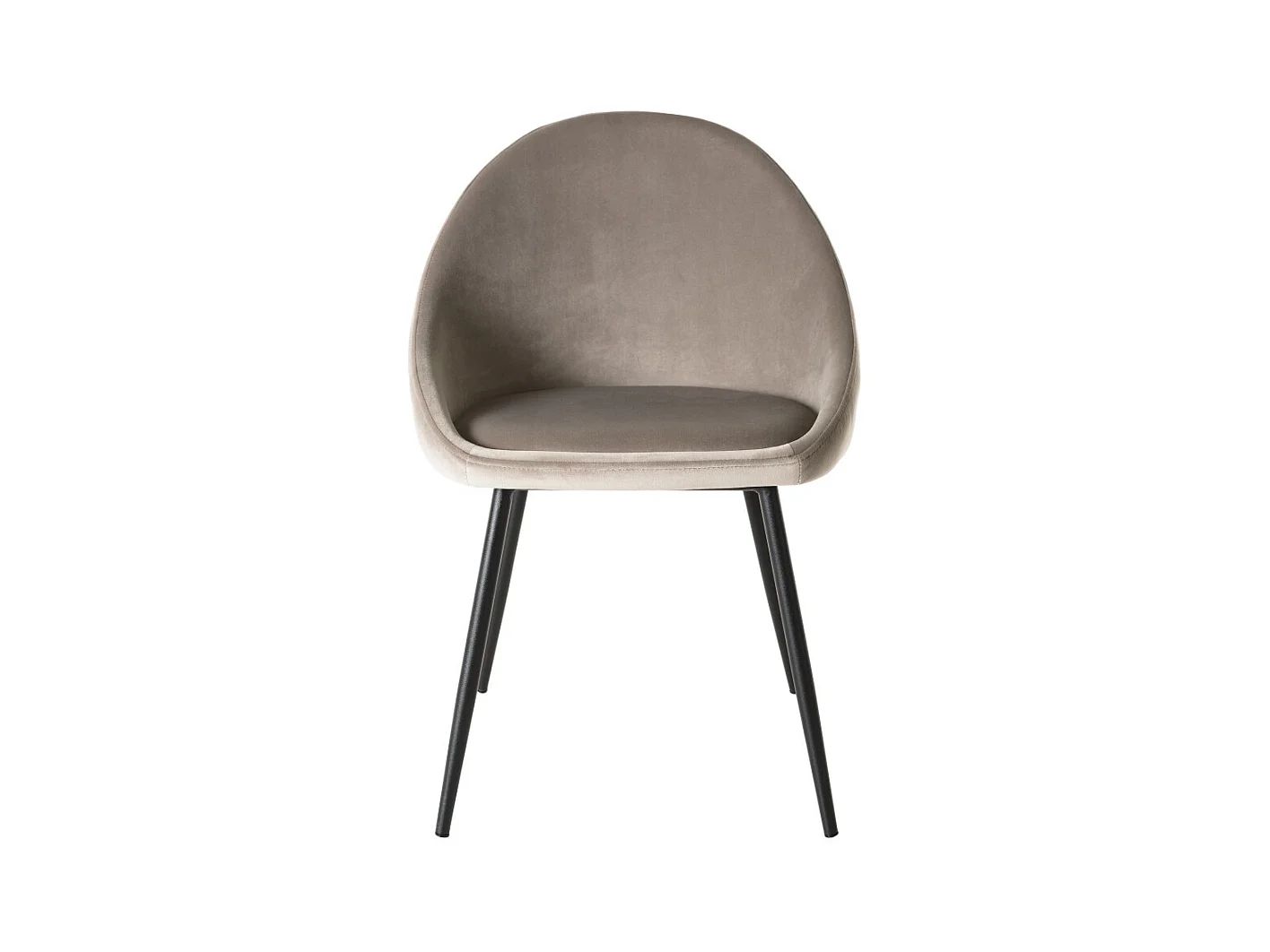 TOM - Lot de 2 chaises tissu velours chamois beige pieds métal noir