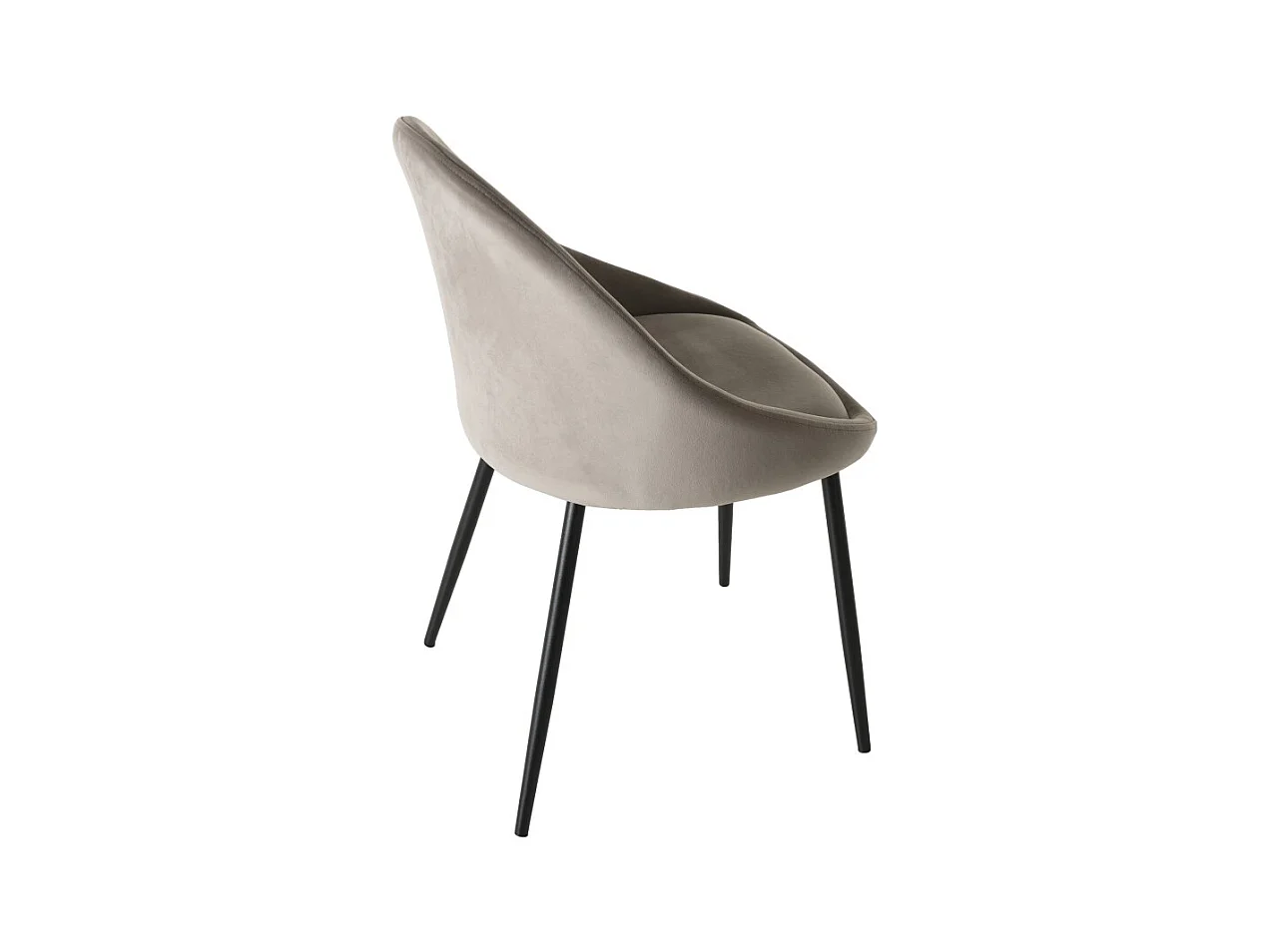 TOM - Lot de 2 chaises tissu velours chamois beige pieds métal noir