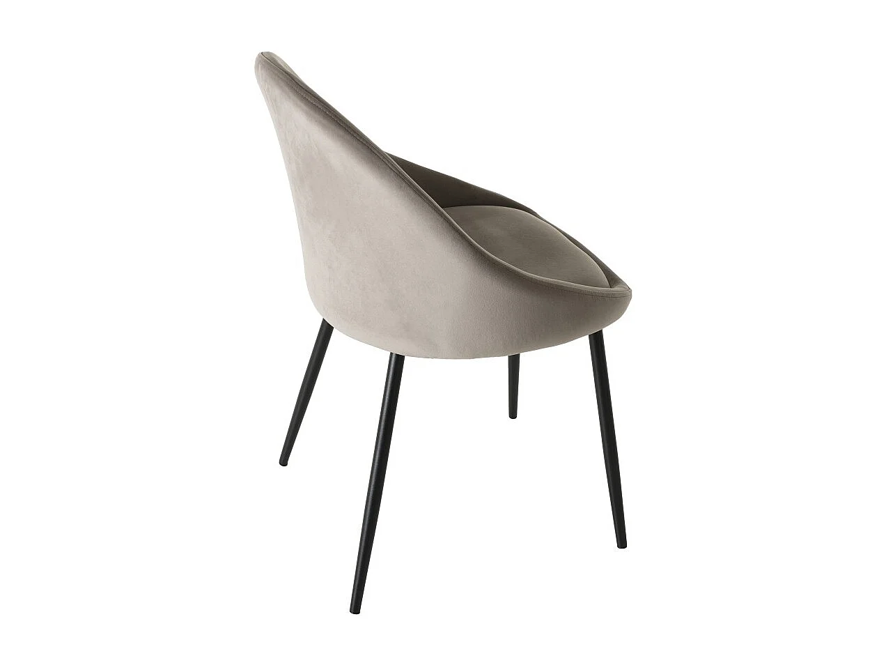 TOM - Lot de 2 chaises tissu velours chamois beige pieds métal noir