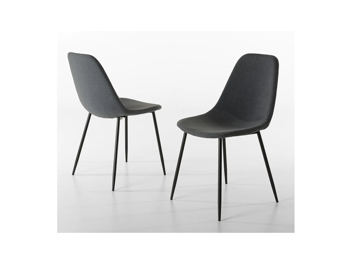 TOM - Lot de 2 chaises tissu gris pieds métal noir