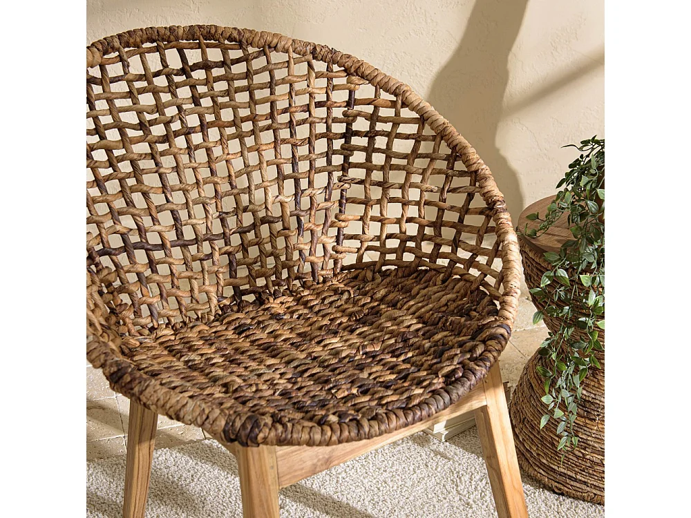 SIXTINE - Fauteuil dossier arrondi assise en rotin