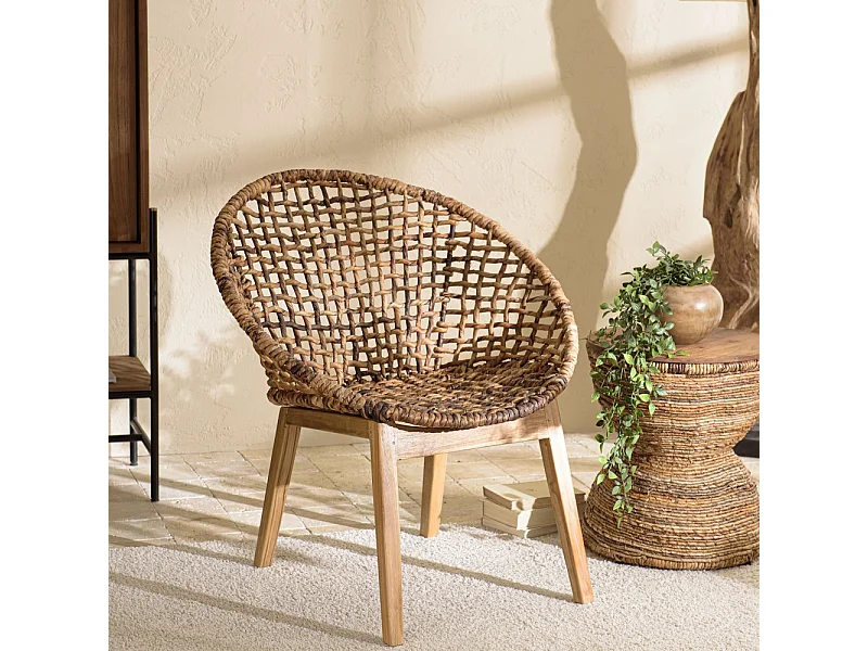 SIXTINE - Fauteuil dossier arrondi assise en rotin