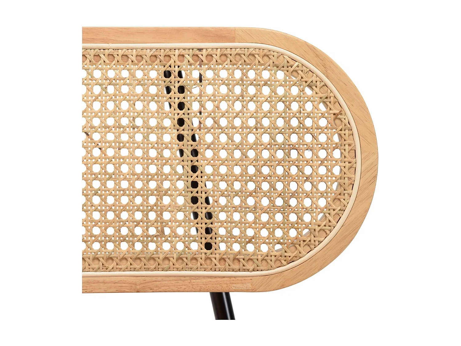 AGATHE - Fauteuil métal noir dossier rotin et assise velours orange