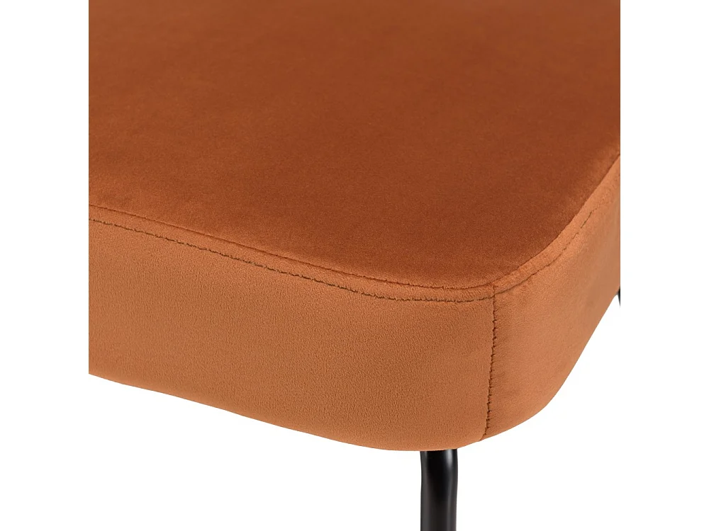 AGATHE - Fauteuil métal noir dossier rotin et assise velours orange