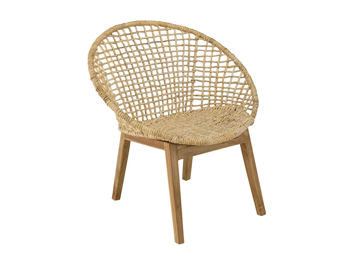 SIXTINE - Fauteuil beige dossier arrondi assise en rotin