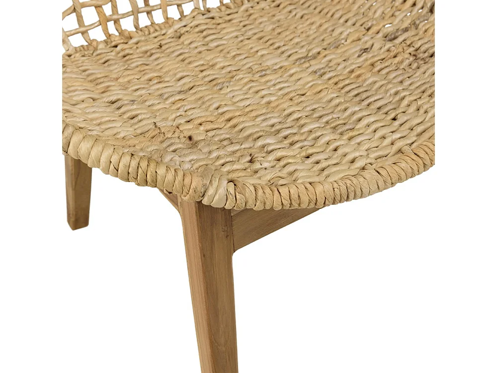 SIXTINE - Fauteuil beige dossier arrondi assise en rotin