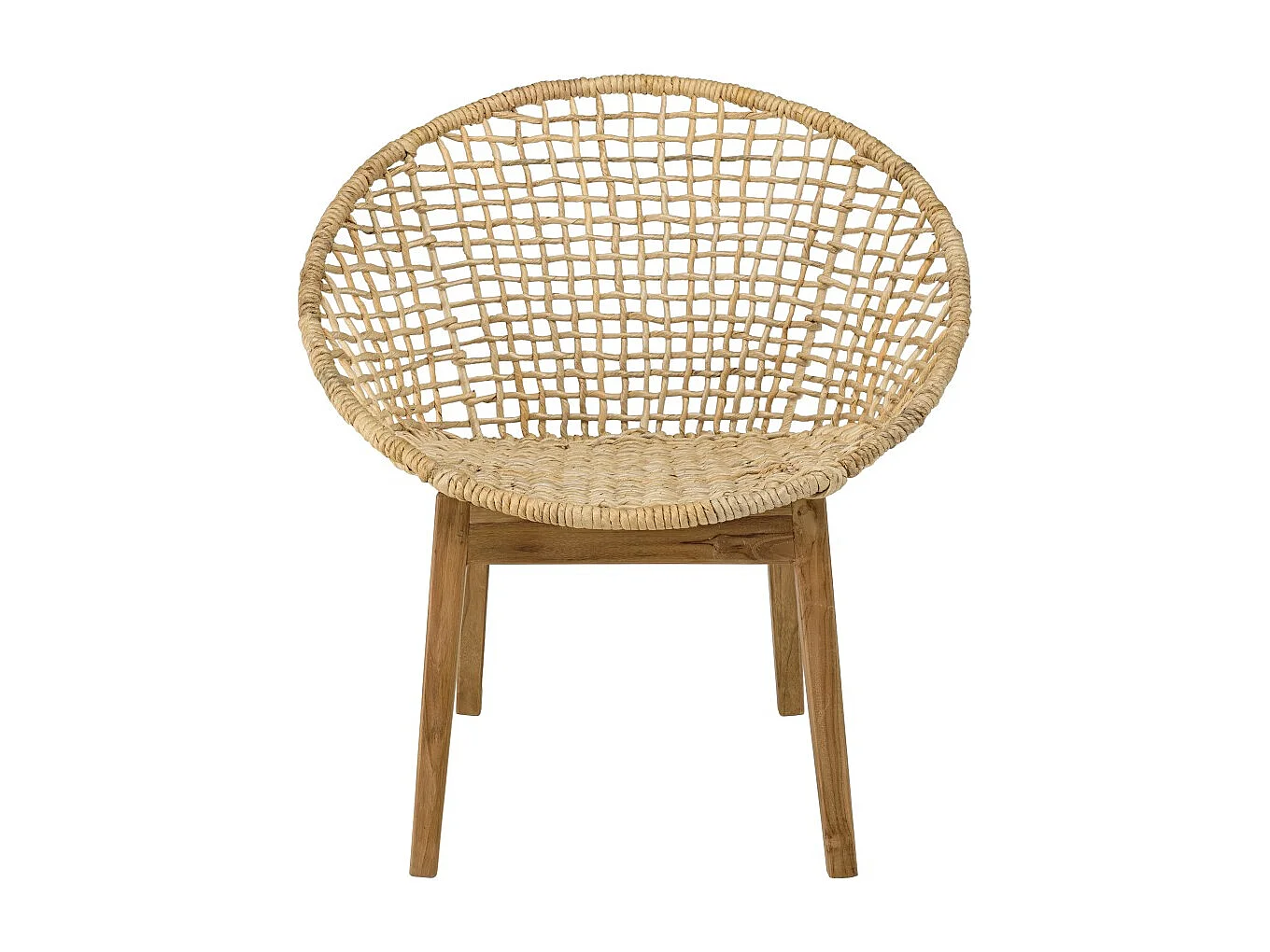 SIXTINE - Fauteuil beige dossier arrondi assise en rotin