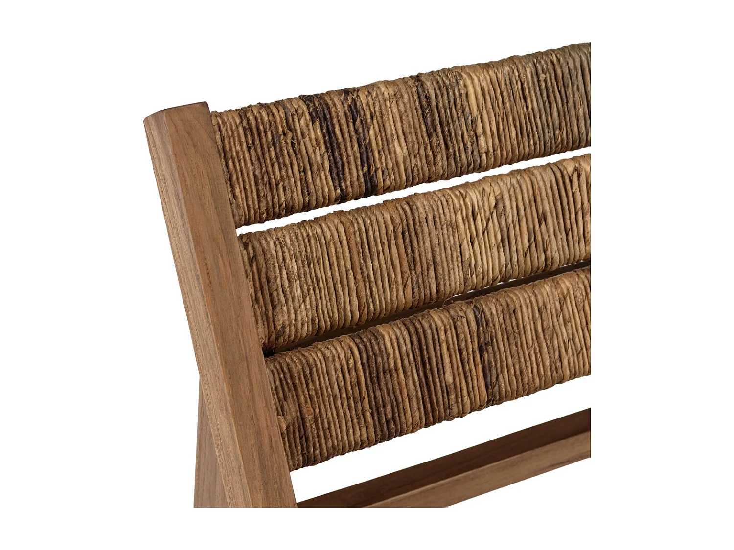 SIXTINE - Fauteuil lounge en bois de teck recyclé assise en tissage