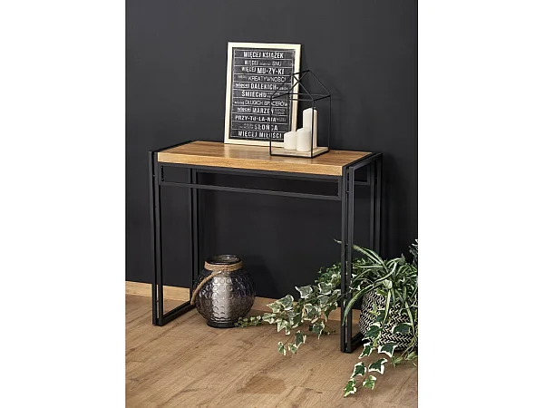 Console 90 x 35 x 76 cm - Chêne doré/Noir