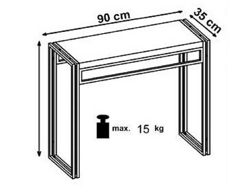 Console 90 x 35 x 76 cm - Chêne doré/Noir