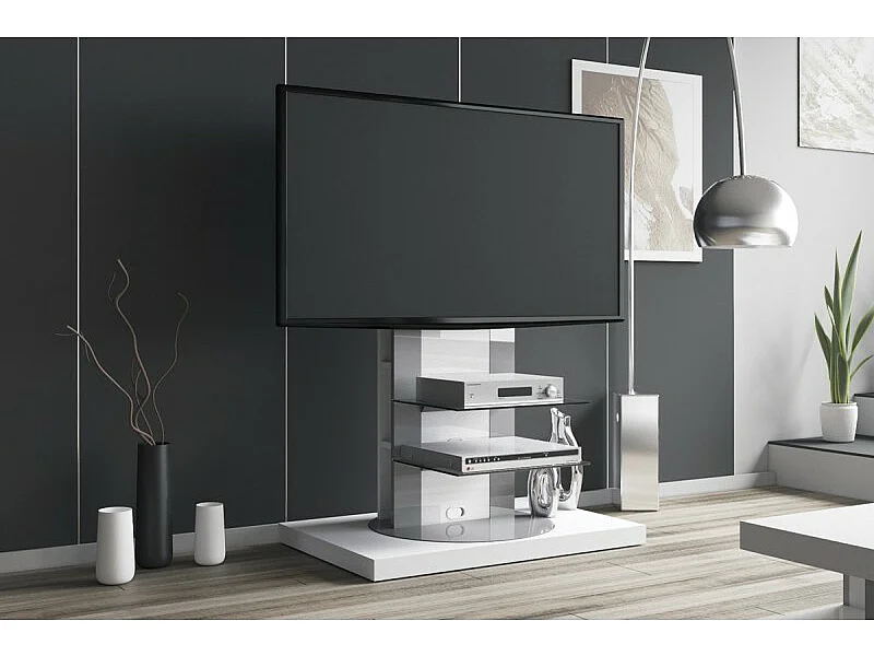 Meuble TV design rotatif 126 x 90 x 59 cm - Blanc