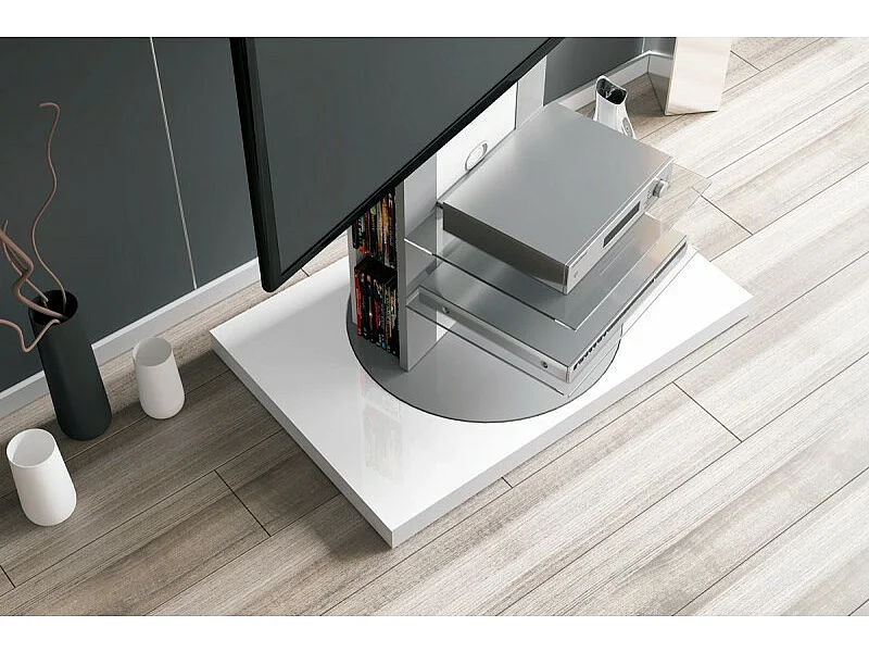 Meuble TV design rotatif 126 x 90 x 59 cm - Blanc