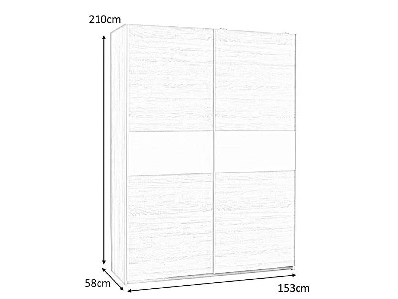 Armoire 2 portes coulissantes 153 x 58 x 210 cm - Chêne sonome